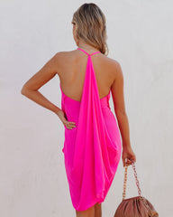 Such A Flirt Halter Ruffle Dress - Hot Pink Ins Street