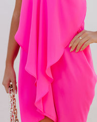 Such A Flirt Halter Ruffle Dress - Hot Pink Ins Street