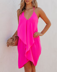 Such A Flirt Halter Ruffle Dress - Hot Pink Ins Street