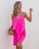 Such A Flirt Halter Ruffle Dress - Hot Pink Ins Street