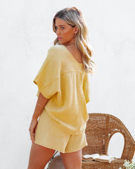 Sumner Cotton Relaxed V-Neck Top - Yellow Ins Street