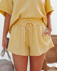 Sumner Cotton Pocketed Frayed Shorts - Yellow Ins Street