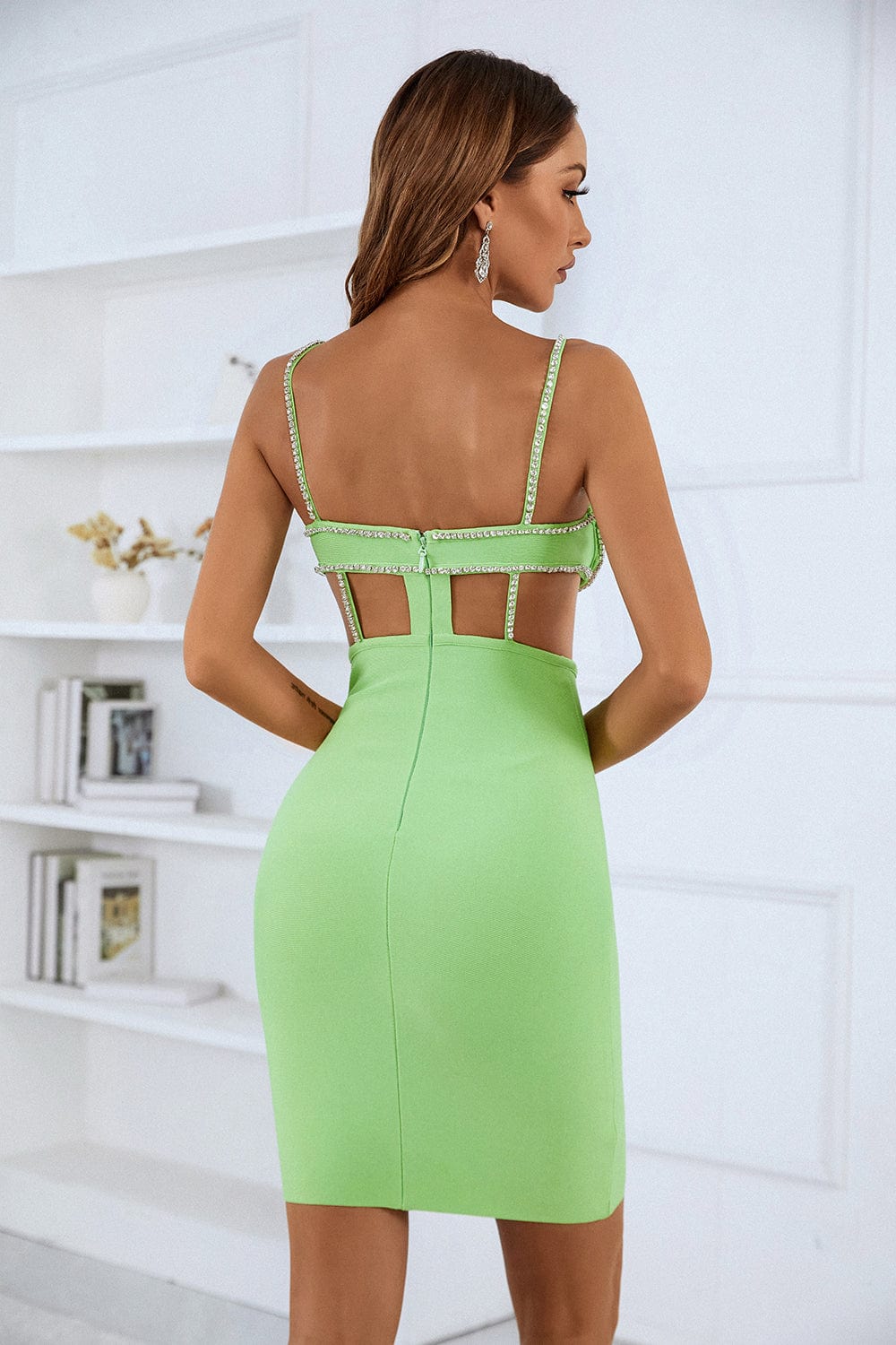 Lil Cut Out Mini Bandage Dress-Green Ins Street