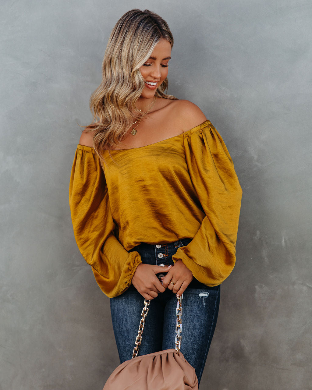 Sweeney Satin Billowed Blouse - Gold - FINAL SALE Ins Street