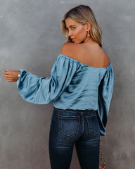 Sweeney Satin Billowed Blouse - Steel Blue - FINAL SALE Ins Street