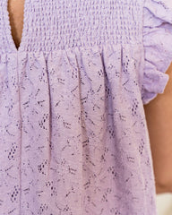 Tatum Smocked Lace Babydoll Top - Lilac - FINAL SALE ENDL-001