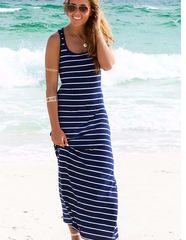 Dancing On Air Striped Knit Midi Dress FLAW-001