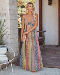 PREORDER - Turks + Caicos Printed Shimmer Maxi Dress - Pink Multi Ins Street