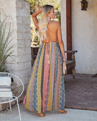 PREORDER - Turks + Caicos Printed Shimmer Maxi Dress - Pink Multi Ins Street