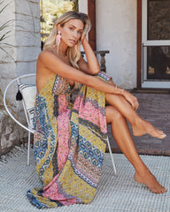 PREORDER - Turks + Caicos Printed Shimmer Maxi Dress - Pink Multi Ins Street