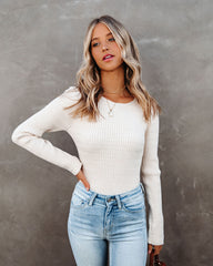 Tango Textured Knit Sweater Top - Oatmeal TEA-002