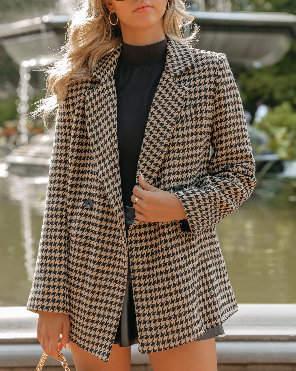 Taxi Pocketed Houndstooth Peacoat - FINAL SALE MOOD-001