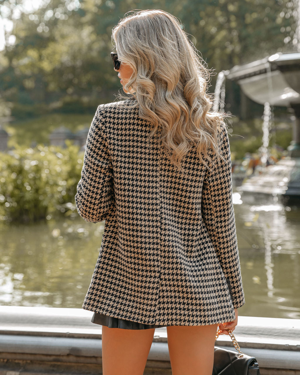 Taxi Pocketed Houndstooth Peacoat - FINAL SALE MOOD-001