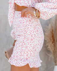 Taylar Floral Ruffle Mini Skirt - Pink - FINAL SALE MABL-001