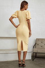 Lula Puffed Short Sleeve Bandage Dress Ins Street