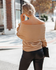 Tess Cashmere Blend Off The Shoulder Sweater - Camel - FINAL SALE OLIV-001