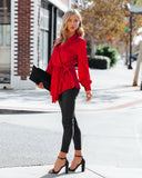The Sweetest Satin Wrap Blouse - Ruby FATE-001