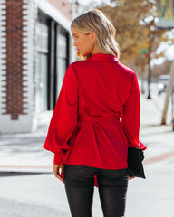 The Sweetest Satin Wrap Blouse - Ruby FATE-001