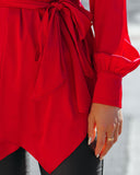 The Sweetest Satin Wrap Blouse - Ruby FATE-001