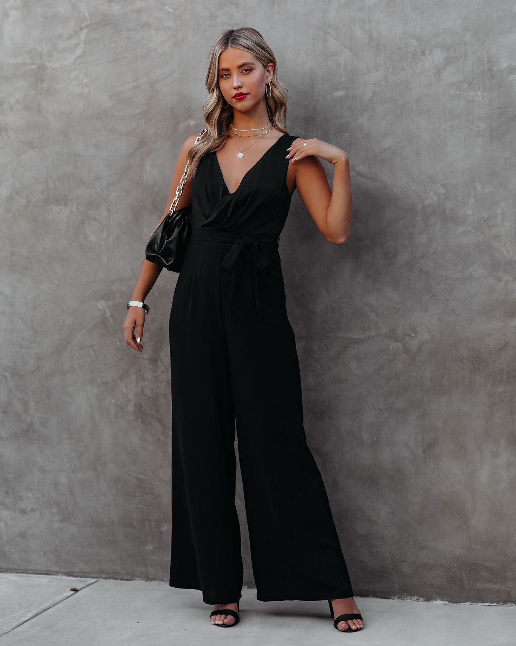 The Essential Pocketed Tie Jumpsuit - Black SUGA-001