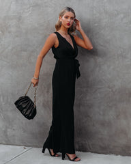 The Essential Pocketed Tie Jumpsuit - Black SUGA-001