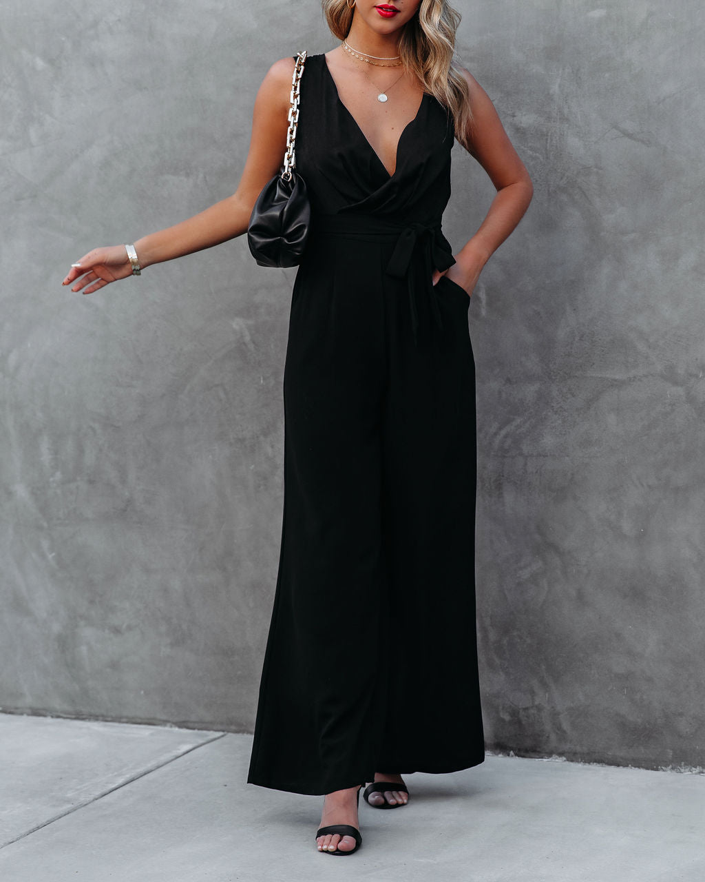 The Essential Pocketed Tie Jumpsuit - Black SUGA-001