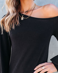 Theory Off The Shoulder Knit Top - Black TYCH-001