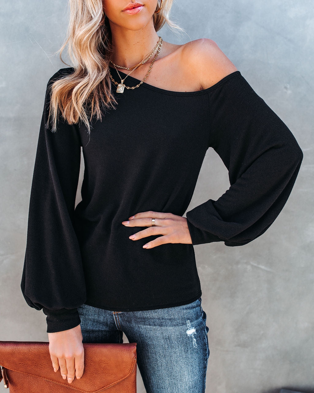 Theory Off The Shoulder Knit Top - Black TYCH-001