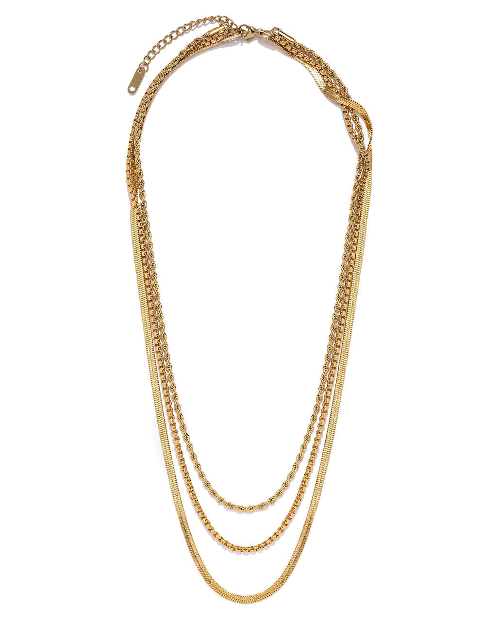 Treble Layered Herringbone Necklace ACCE-001