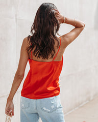 Trisha Satin Cowl Neck Tank - Orange ENDL-001