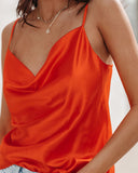 Trisha Satin Cowl Neck Tank - Orange ENDL-001