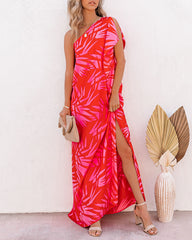 Tropical Bliss One Shoulder Statement Maxi Dress TYCH-001