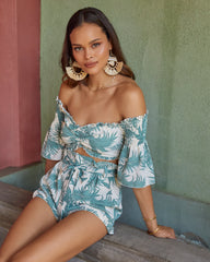 Under The Palms Off The Shoulder Crop Top LUXX-001