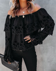 Unstoppable Off The Shoulder Velvet Lace Top ENDL-001