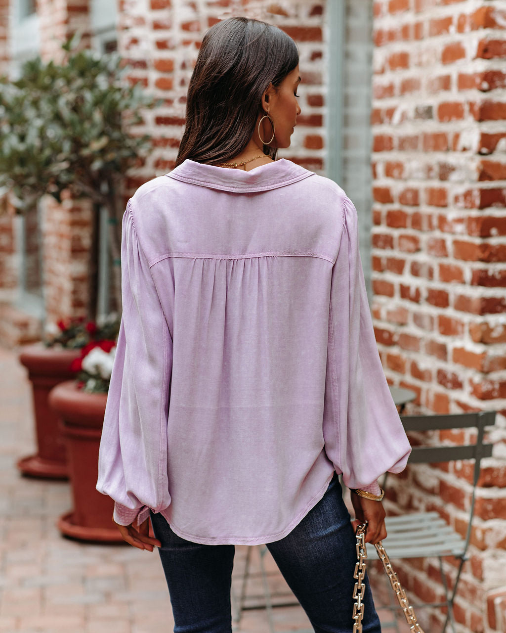 Ulyssa Button Down Pocket Top - Sweet Lilac - FINAL SALE FATE-001