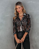 Unsteady Marble Printed Button Down Blouse - FINAL SALE