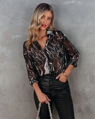 Unsteady Marble Printed Button Down Blouse - FINAL SALE DRES-001