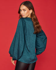 Vada Balloon Sleeve Blouse - Pine Green - FINAL SALE TYCH-001