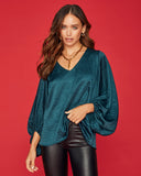 Vada Balloon Sleeve Blouse - Pine Green - FINAL SALE TYCH-001