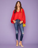 Vada Balloon Sleeve Blouse - Red - FINAL SALE TYCH-001