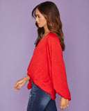 Vada Balloon Sleeve Blouse - Red - FINAL SALE TYCH-001