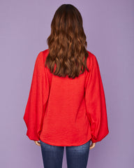 Vada Balloon Sleeve Blouse - Red - FINAL SALE TYCH-001