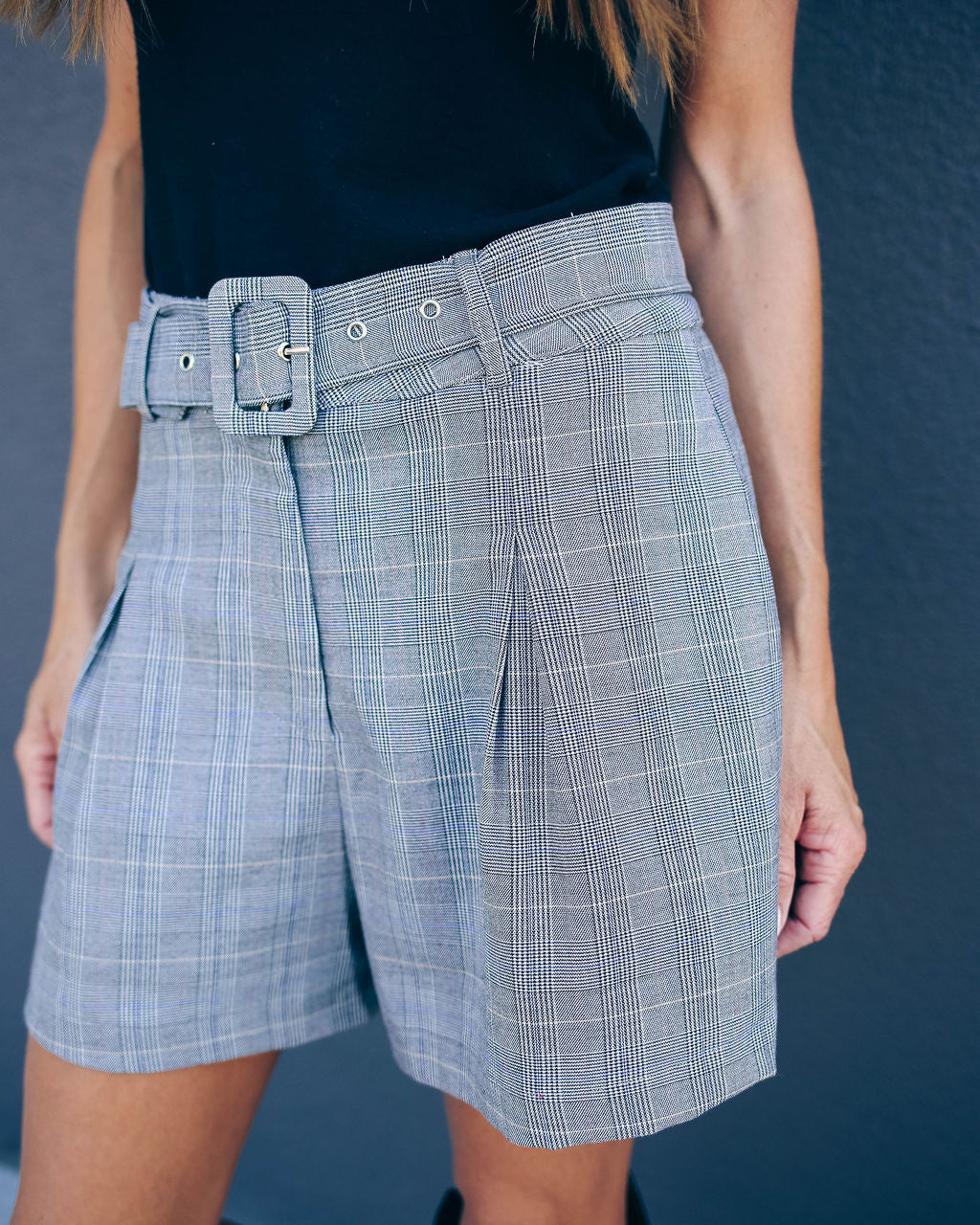 Johnson Pocketed Belted Plaid Shorts - FINAL SALE Ins Street