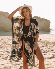 Exuma Floral Kimono - Black Ins Street