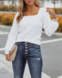 Vanish Square Neck Knit Sweater - White - FINAL SALE SKIE-001