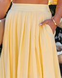 Veronica Pocketed Woven Midi Skirt - Yellow MABL-001