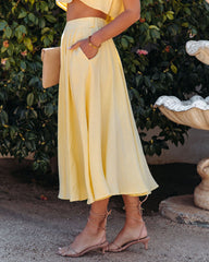 Veronica Pocketed Woven Midi Skirt - Yellow MABL-001