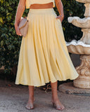 Veronica Pocketed Woven Midi Skirt - Yellow MABL-001