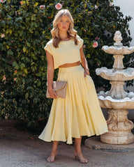 Veronica Pocketed Woven Midi Skirt - Yellow MABL-001