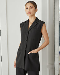 City Slick Pocketed Sleeveless Blazer - FINAL SALE TUDO-001